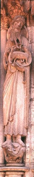 St. John the Baptist, jamb figure from the right hand side of the central door of the north portal by French School